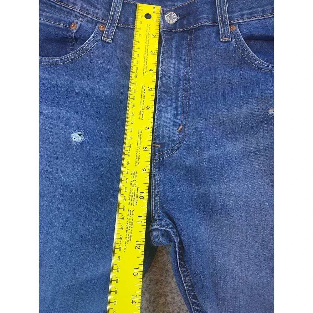 Levis Performance 511 Slim Fit Distressed Medium Wash Blue Jeans Mens 34x33